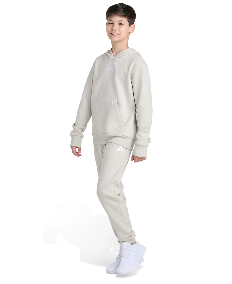 Adidas Big Boys Essential Small Logo 2-Piece Fleece Hoodie and Joggers Set