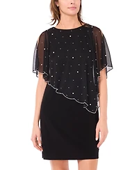 Msk Women's Beaded Overlay Crewneck Dress