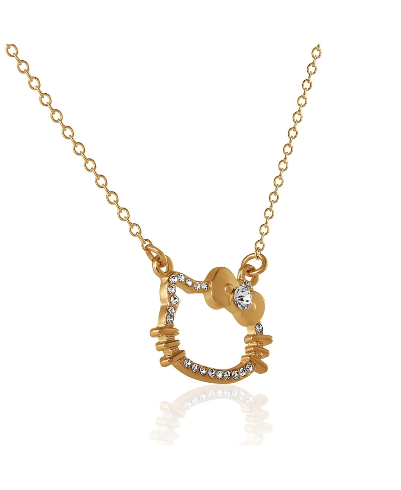 Hello Kitty Outline Pendant Necklace with Chain in Gold Tone
