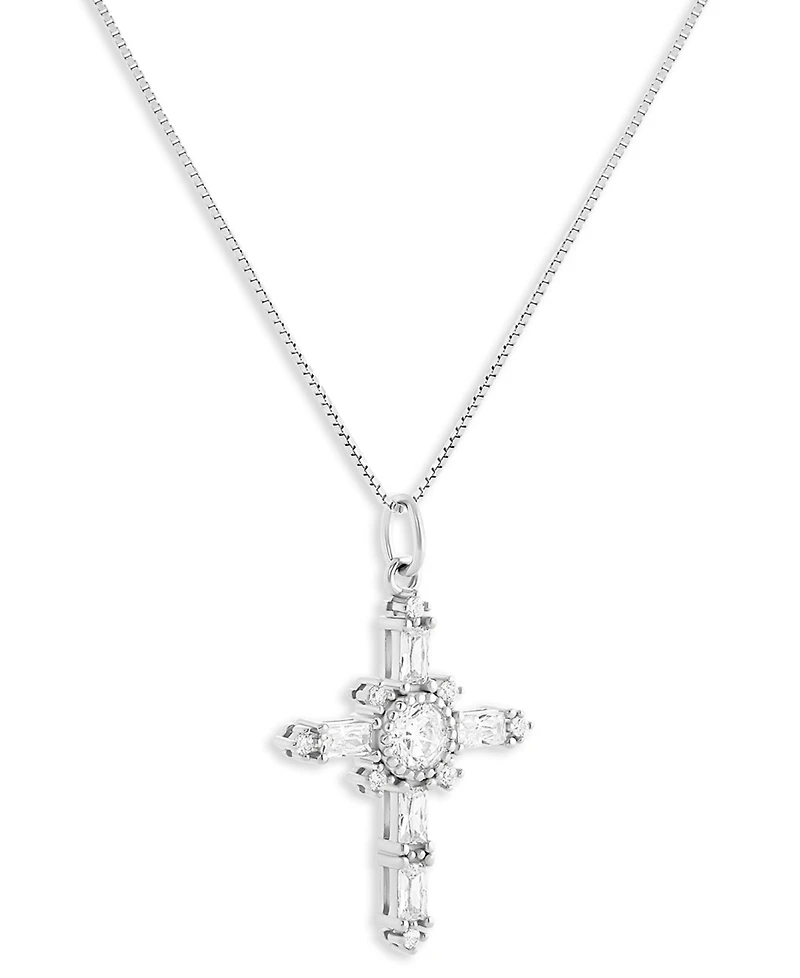 Holiday Lane Sterling Silver Cross Pendant Necklace, Macy's Exclusive