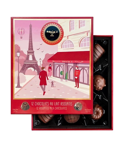 Maxim's De Paris Holiday Dark Chocolate Connoisseurs Box, 12 Pieces