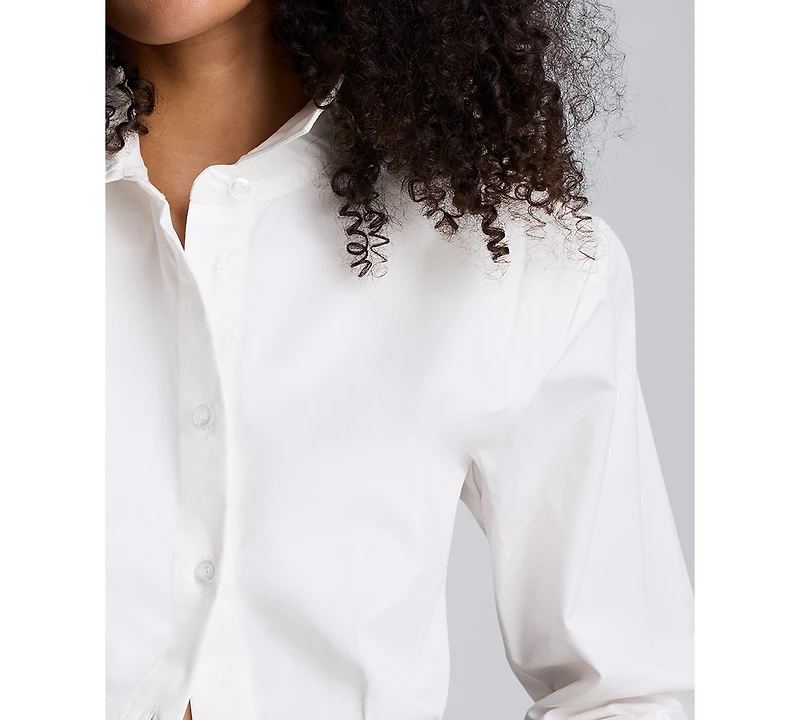 Kenneth Cole Juniors' Collar Neck Cropped Button-Down Shirt