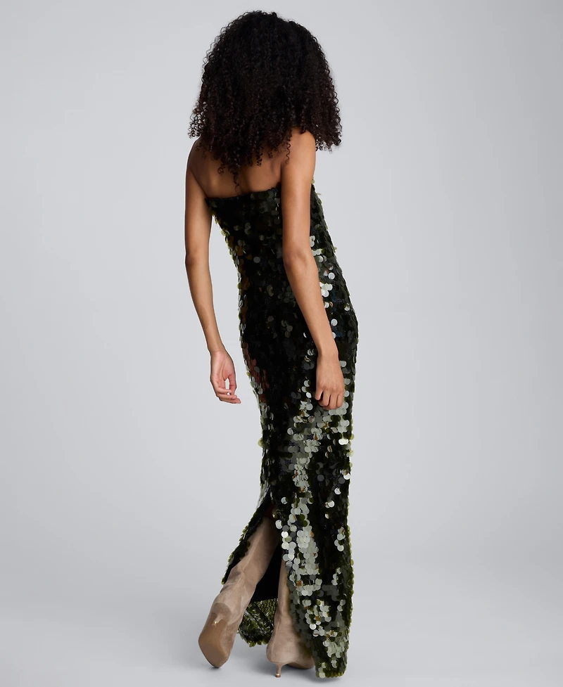 Kenneth Cole Women's Strapless Paillette Sequin Sheath Dress