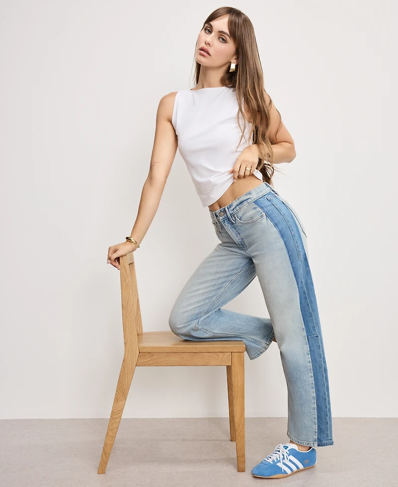 Good American Women's Mid Rise Barrel Jeans