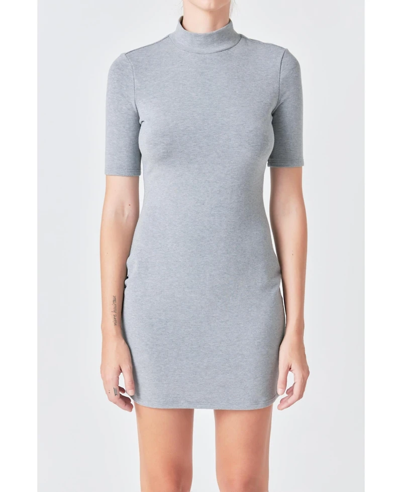 Grey Lab Women's Soft Mock Neck Mini Dress