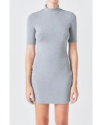Grey Lab Women's Soft Mock Neck Mini Dress