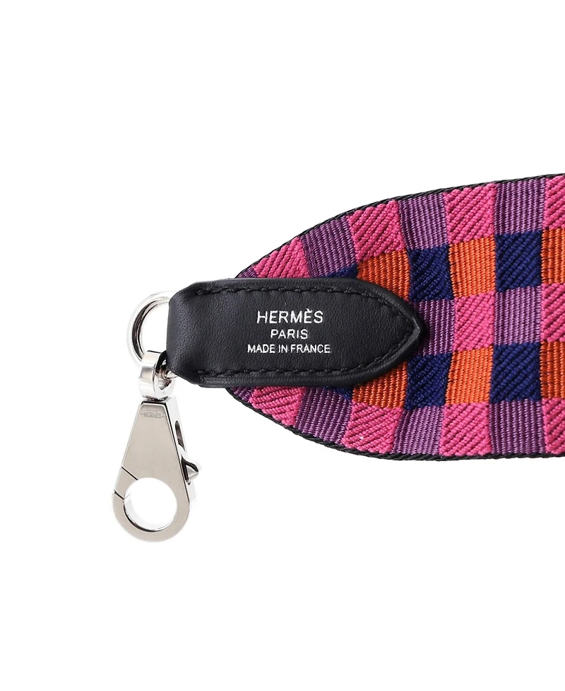 Pre-Owned Hermes 50 Sangle Shoulder Strap Maxi Quadrille Canvas