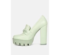 Corinne Womens Chain Embellished Chunky Loafers