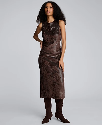 Kenneth Cole Women's Crewneck Velvet Midi Dress