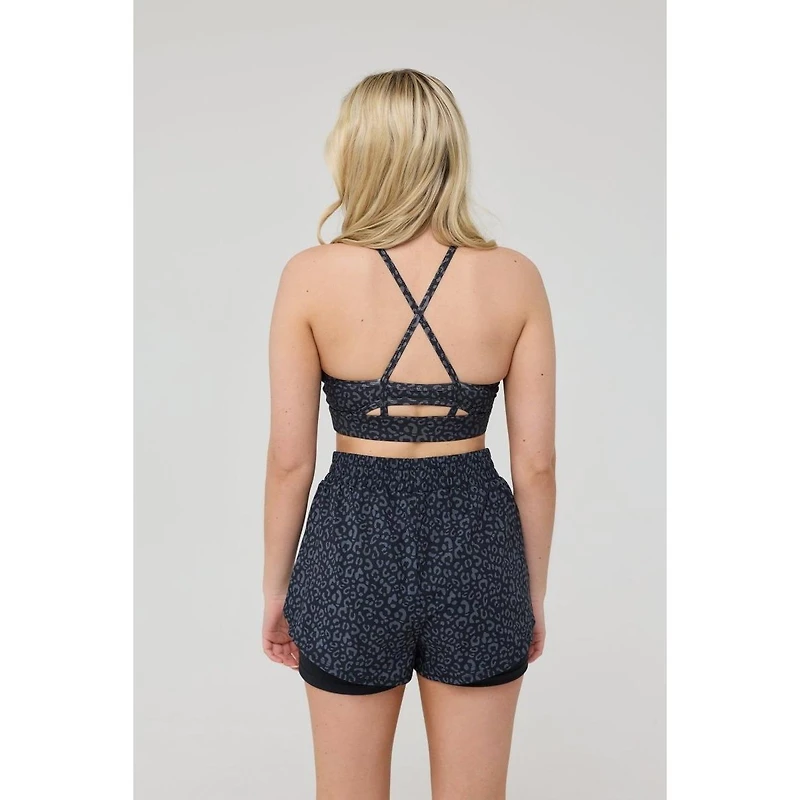 Oosc Women's Elite 2 1 Running Shorts - Black Leopard