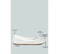 Womens hosana rhinestones and stud embellished ballet flats