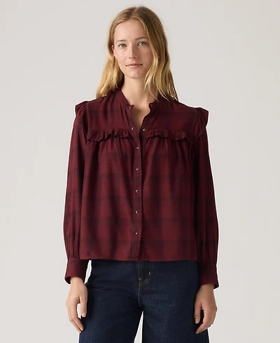 Levi's Women's Gianna Long Sleeve Ruffle Trim Blouse