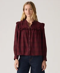 Levi's Women's Gianna Long Sleeve Ruffle Trim Blouse