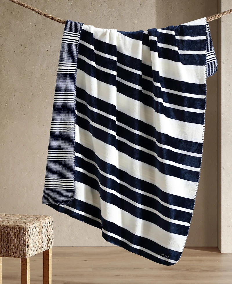 Nautica Printed Reversible Lush Throw, 70" x 50"