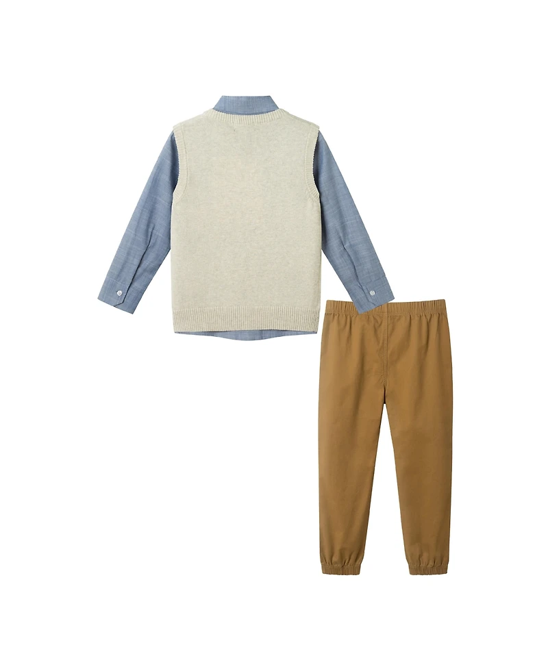 Andy & Evan Toddler/Child Boys Winter Moose Sweater Vest Set