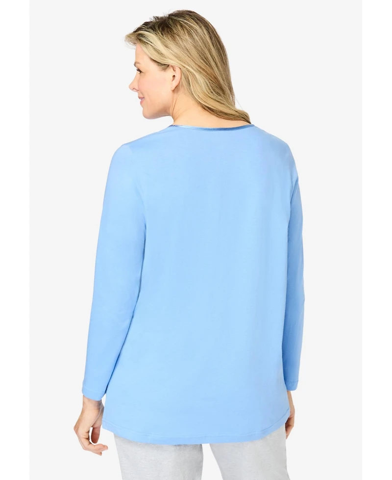Dreams & Co. Women's Satin Trim Sleep Tee