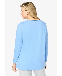 Dreams & Co. Women's Satin Trim Sleep Tee