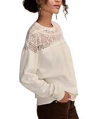 Lucky Brand Women's Lace Detail Long Sleeve Top