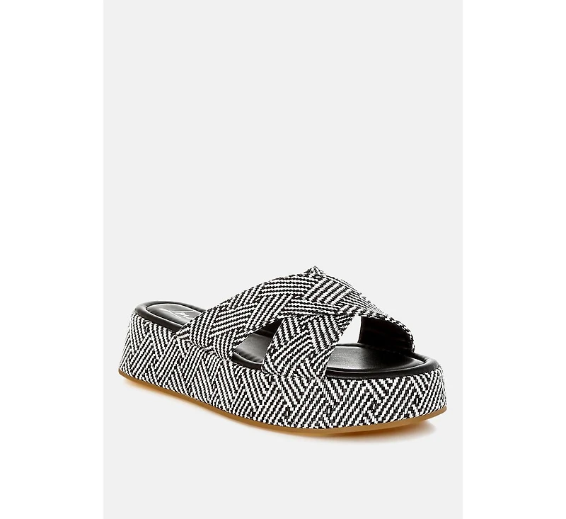 Modura Raffia Flatform Slip Ons Women