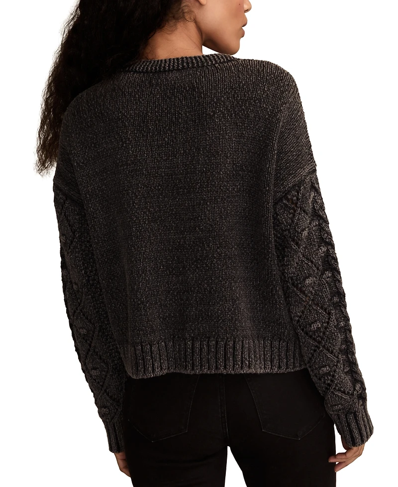 Lucky Brand Women's Cropped Cable Cardigan Sweater