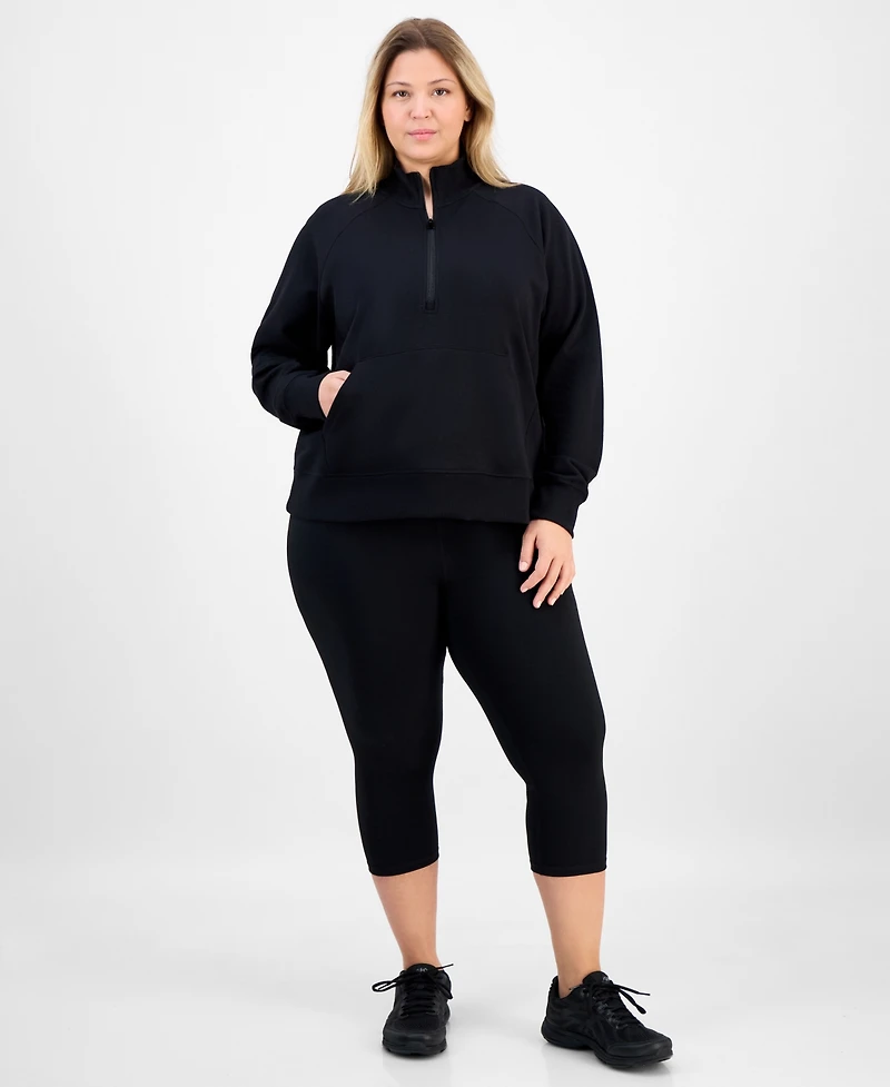 Id Ideology Plus Quarter-Zip Raglan-Sleeve Top, Macy's Exclusive