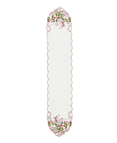 Elrene Holly Ribbon Embroidered Cutwork Fabric Runner, 14" x 72"