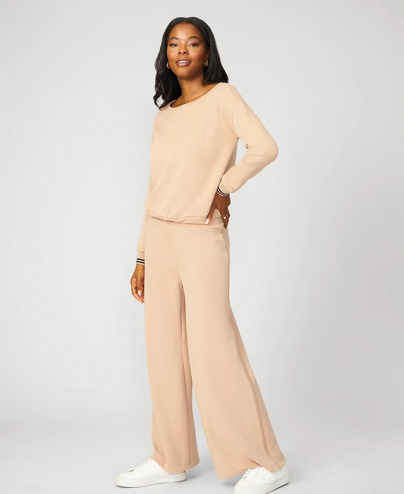 Cable & Gauge Boat Neck Top Wide Leg Pant Lounge Set