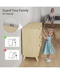 Homcom 6 Drawer Dresser for Bedroom, Fluted Chest of Drawers