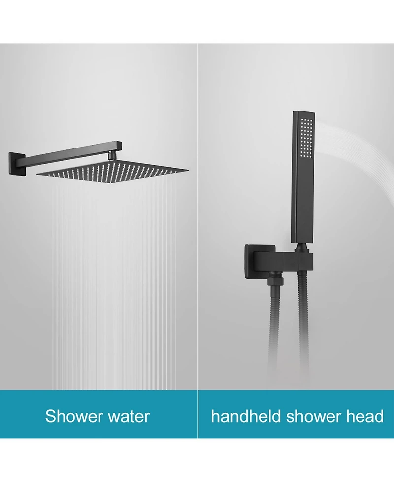 Greenspring Single Handle 2-Spray Square High Pressure Shower Faucet with 16"; Head Polished Chrome (Valve Included)