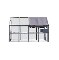 Aostirmotor 110 in. Outdoor Cat House Cat Enclosures with Platforms Upgrade Waterproof Cover in Gray