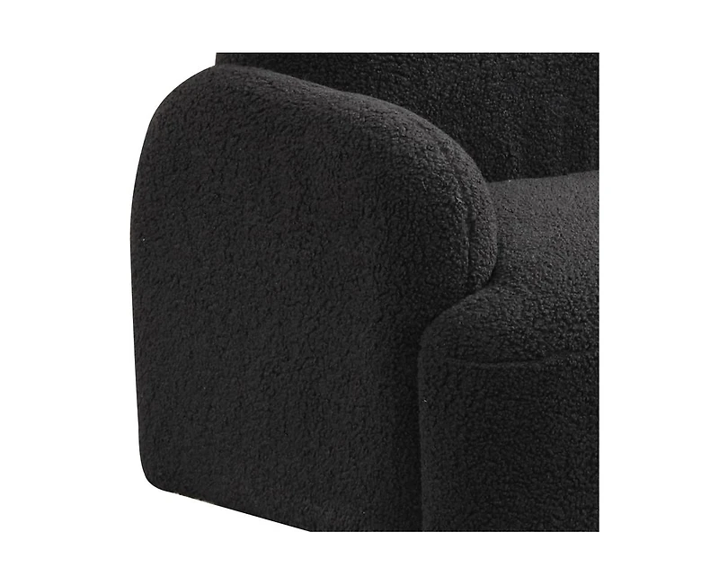Homlux 25.5"W Black Sherpa Bear-Shaped Kids Armchair