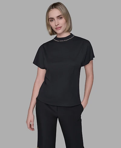 Karl Lagerfeld Paris Women's Mock Neck Top