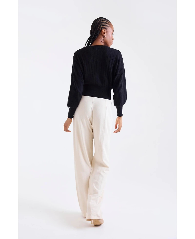 1982 Women's Rosa Ribbed Long Sleeve Cashmere Sweater