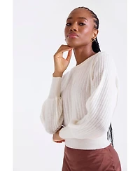 1982 Women's Rosa Ribbed Long Sleeve Cashmere Sweater