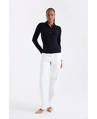 1982 Women's Amaya Cashmere Button Detail Polo Top