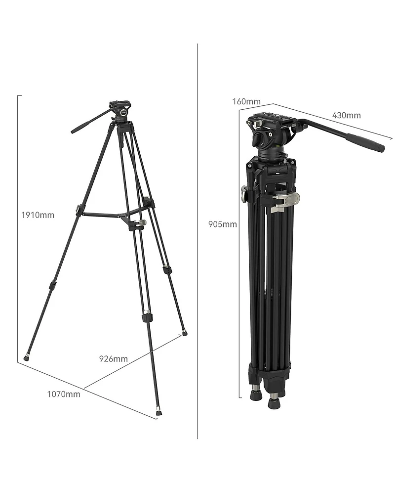 SmallRig Ad-80 2-Section FreeBlazer Heavy-Duty Aluminum Alloy Tripod with Fluid Head