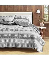 Rustic Woodland Reversible Microfiber Quilt Set with Shams
