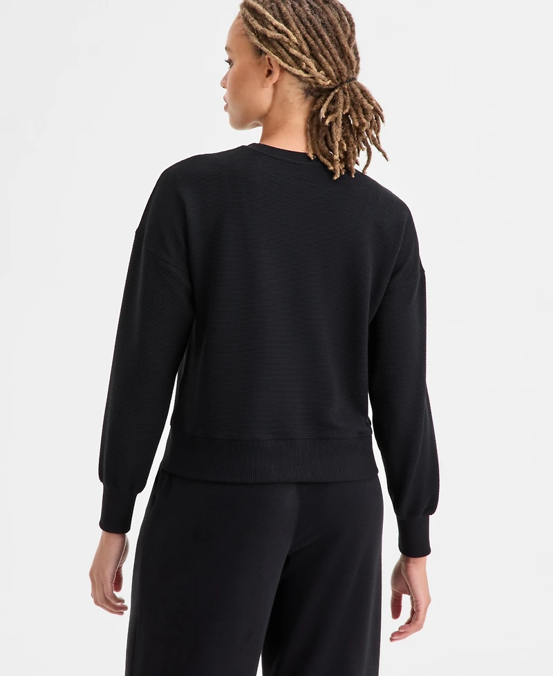 Id Ideology Women's Ribbed Knit Crewneck Sweatshirt, Macy's Exclusive
