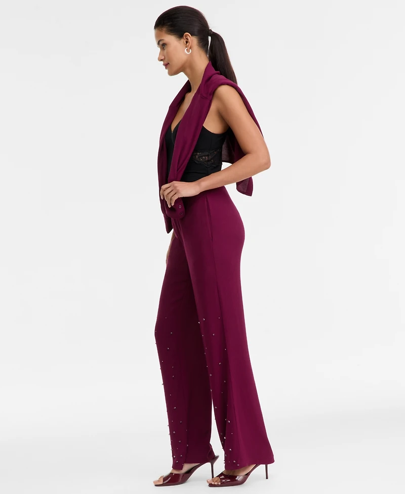 I.n.c. International Concepts Women's High-Rise Embellished Pants, Macy's Exclusive