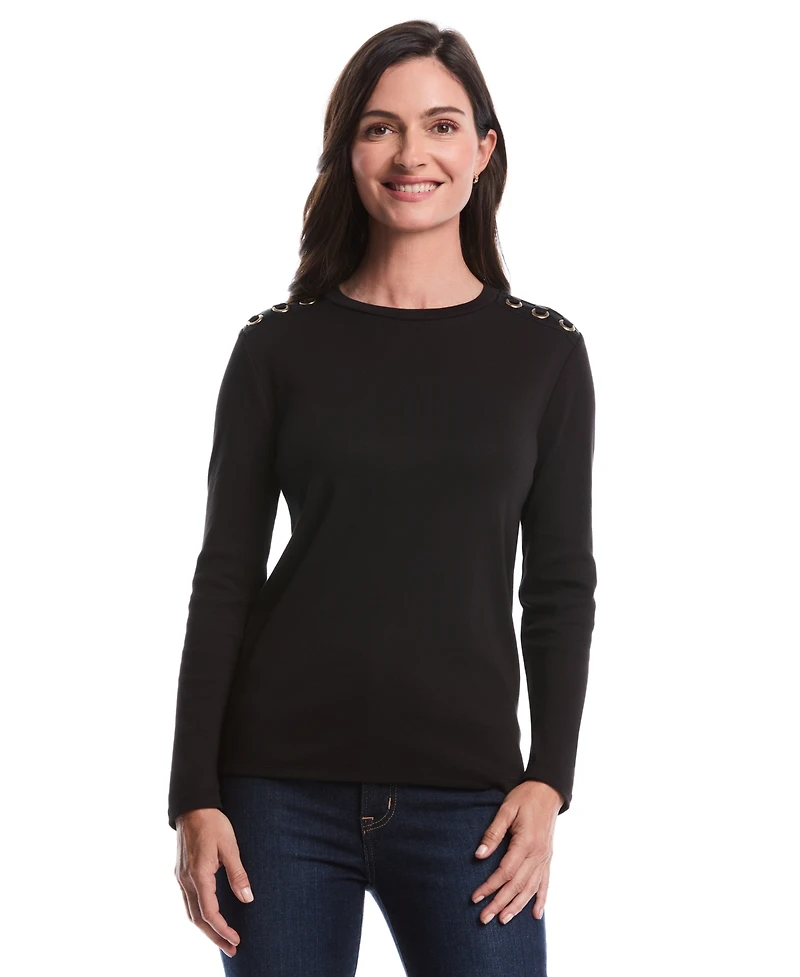 Rafaella Petite Laced Long Sleeve Top
