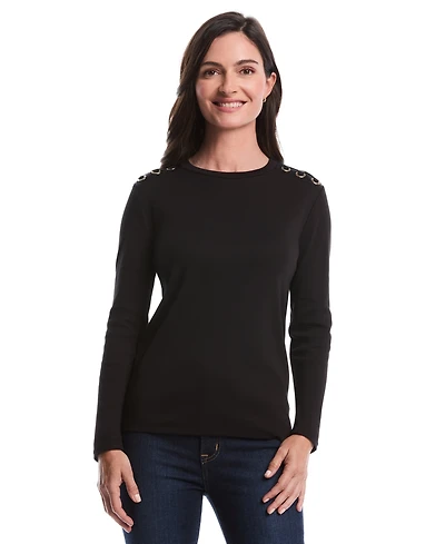 Rafaella Petite Laced Long Sleeve Top