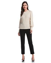 Rafaella Petite Metallic Puff Long Sleeve Top