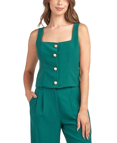 Bcx Juniors' Twill Button-Front Sleeveless Top