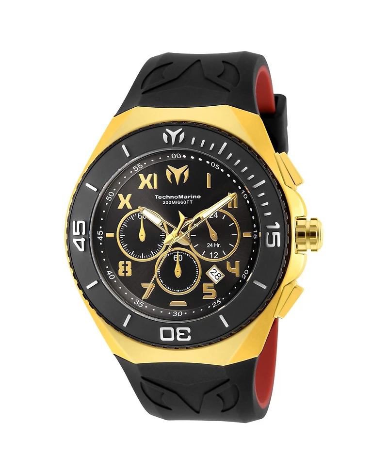 Technomarine Men's Tm-215066 Manta Ocean Quartz 3 Hand Black, Gold Dial Watch