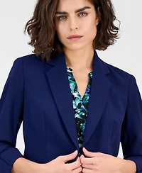 Ak Anne Klein Petite Notched-Collar One-Button Jacket