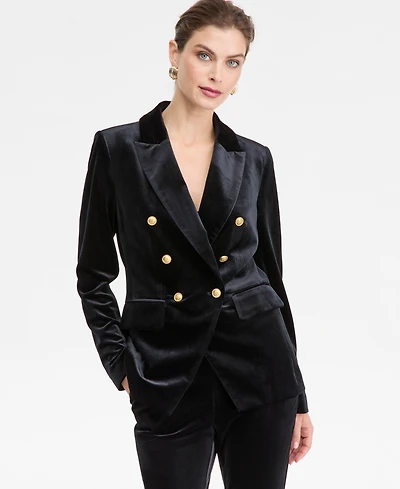 I.n.c. International Concepts Women's Double-Breasted Velvet Blazer, Macy's Exclusive