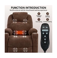 Lift Recliner Chair with Massage, Heat & Usb Charging, Chenille Upholstery, Cup Holders, 350 Lbs Support-Maison Boucle