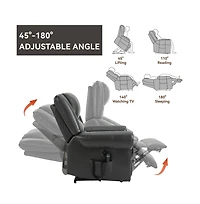 Faux Leather Power Lift Recliner with Massage & Heat, Usb Ports, Dual Motor Infinite Position Electric Chair-Maison Boucle