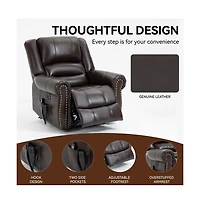 Faux Leather Power Lift Recliner with Massage & Heat, Usb Ports, Dual Motor Infinite Position Electric Chair-Maison Boucle