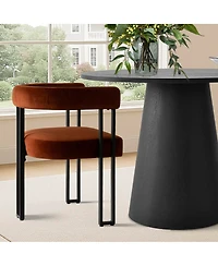 3-Piece 35 Inch Round Dining Table Set with 2 Velvet Chairs, Space-Saving Kitchen & Room Furniture for Small Spaces-Maison Boucle